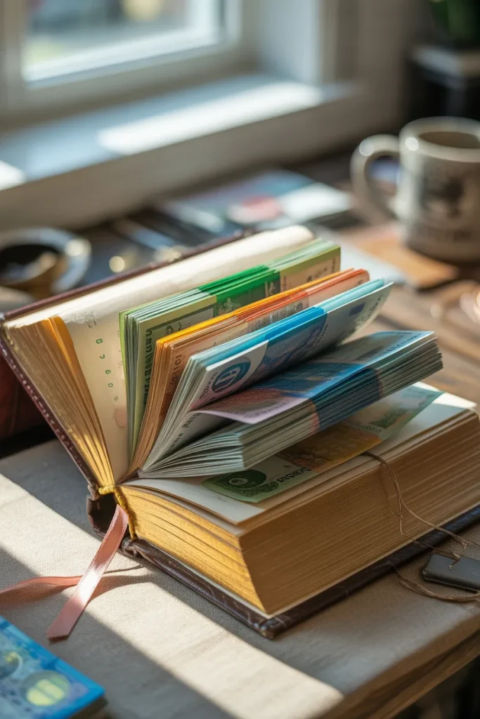 money in a book