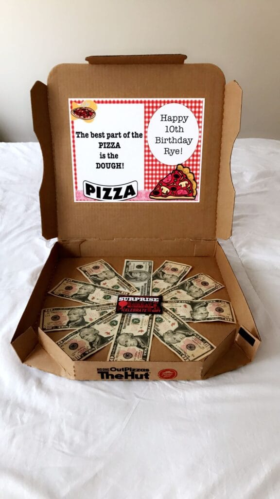 pizza box gift card reveal 