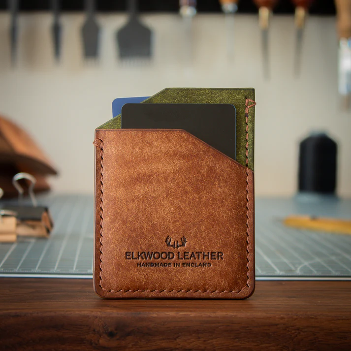 the gift card in a leather wallet